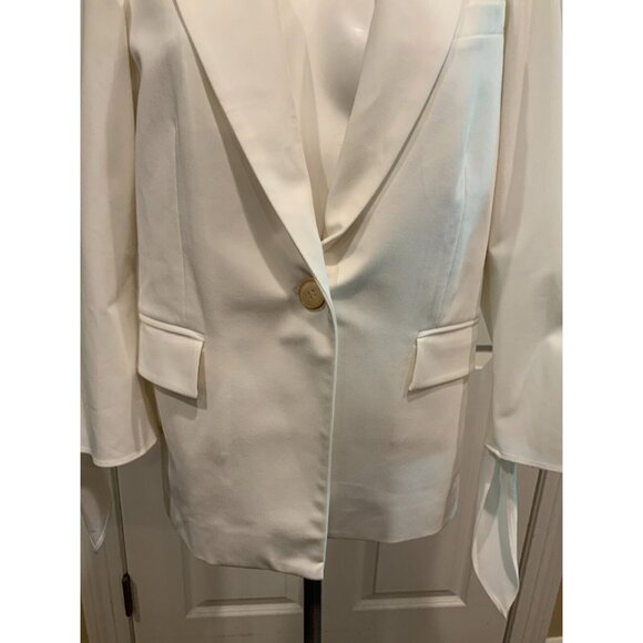 Veronica Beard White Corrine Single-Breasted Tie-Cuff Dickey Jacket Size 10 $650 - Picture 4 of 9